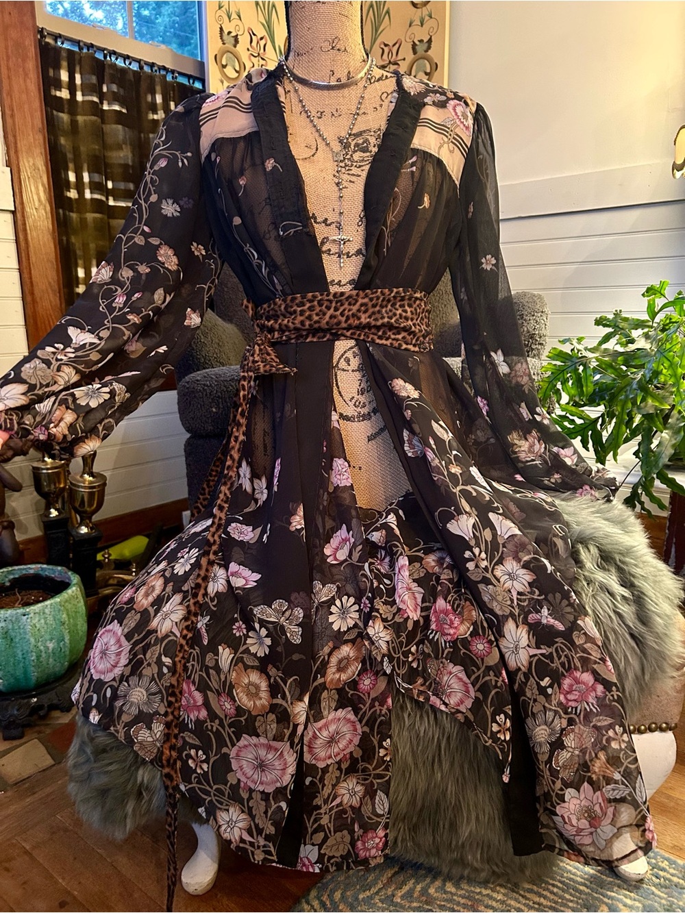 Handmade Whimsigoth Sheer Floral Maxi Dress Duster - Picture 10 of 16